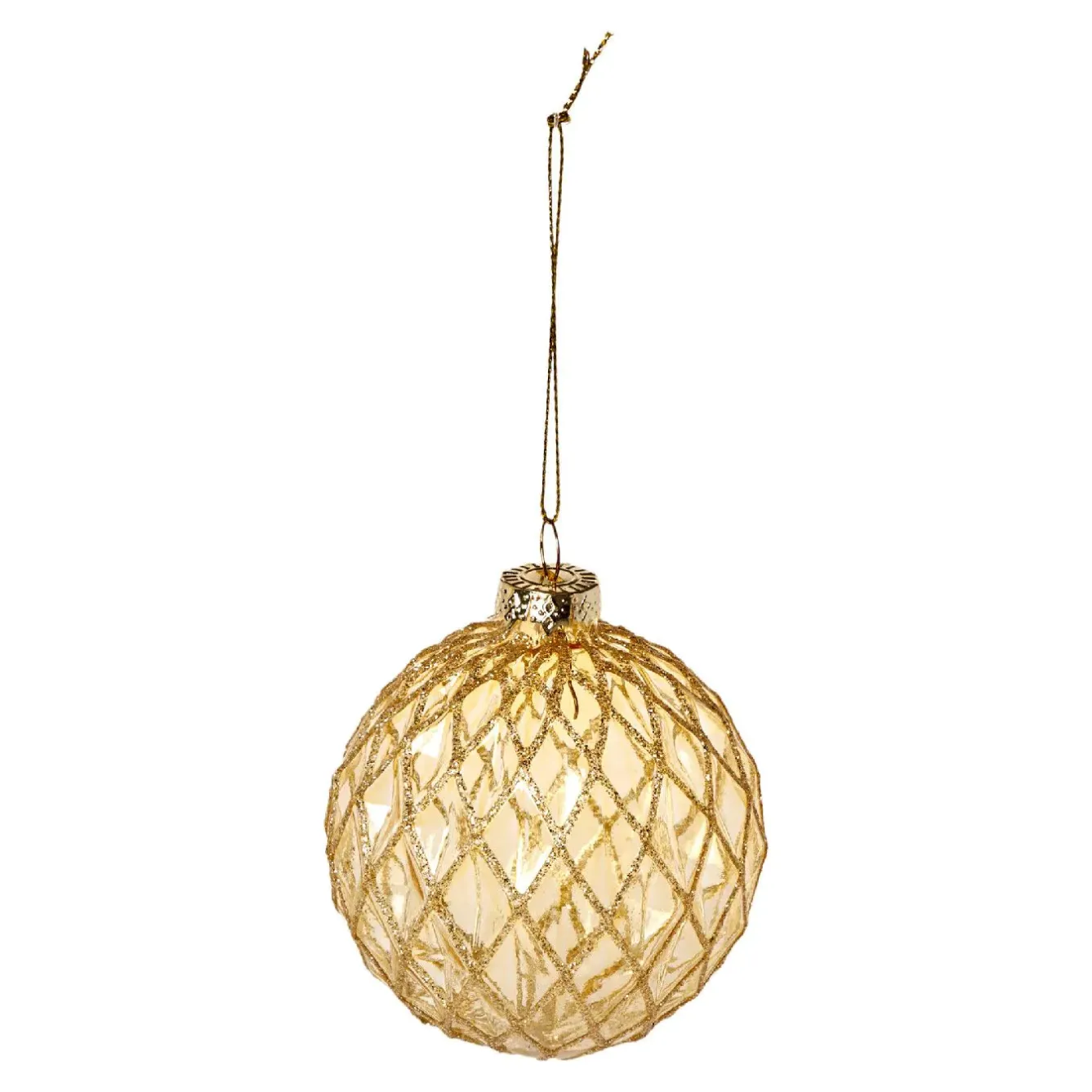 Discount NANU-NANA Glaskugel Dekor, Rauten/gold, 8 Cm