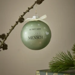 Clearance NANU-NANA Glaskugel Spruch, Herzensmensch/mint/matt, 10 Cm