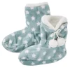 New NANU-NANA Hausschuhe Bootie, Sterne/grün, Größe 40-42
