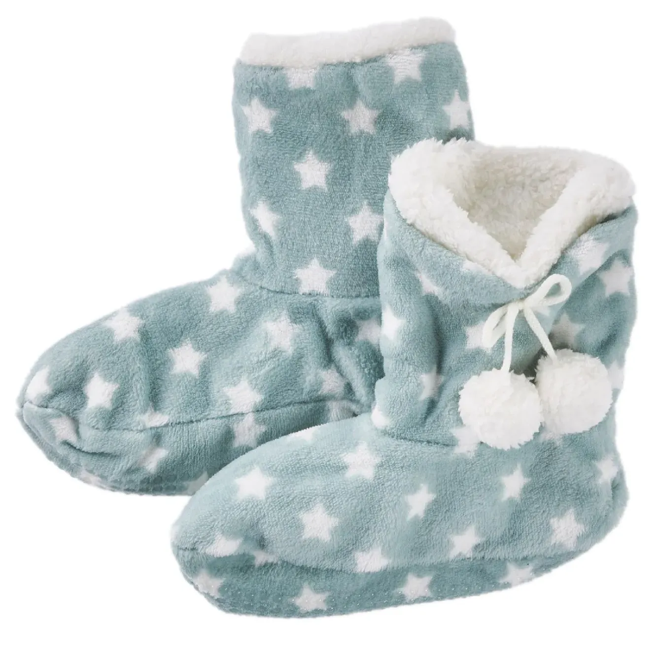 New NANU-NANA Hausschuhe Bootie, Sterne/grün, Größe 40-42
