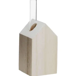 Discount NANU-NANA Holzhaus Mit Glasrohr, Natur/weiß, 18 Cm