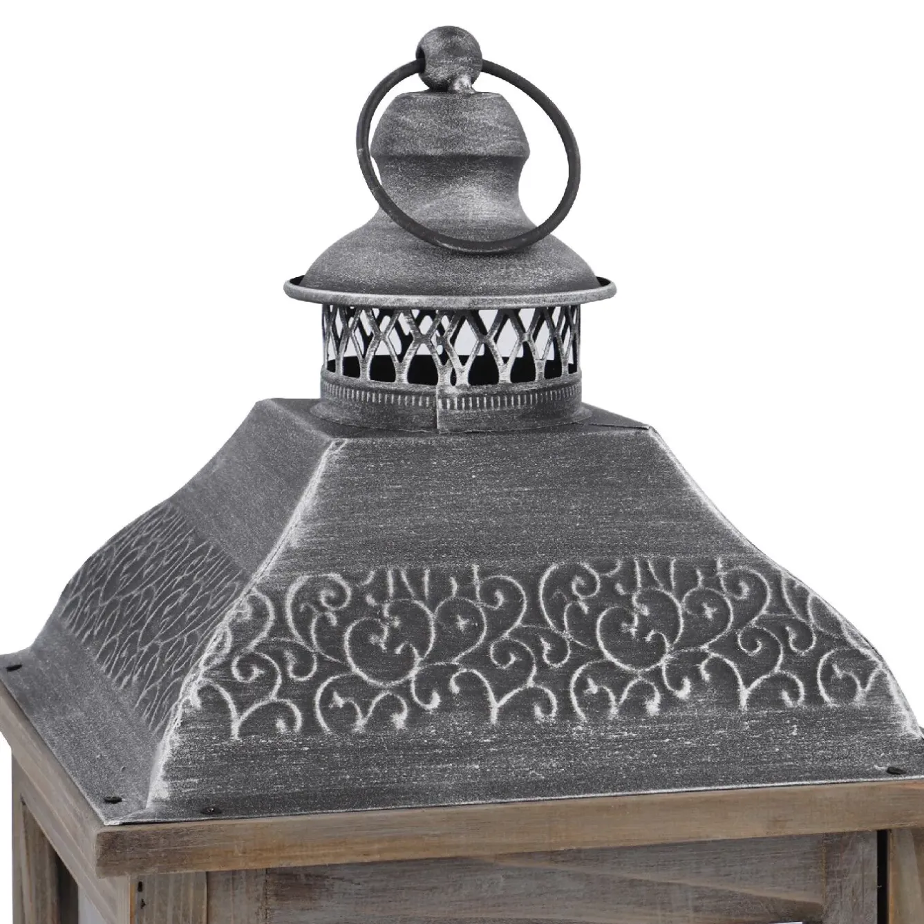 Clearance NANU-NANA Holz-Laterne Medan, Braun-gewischt, 57.5 Cm