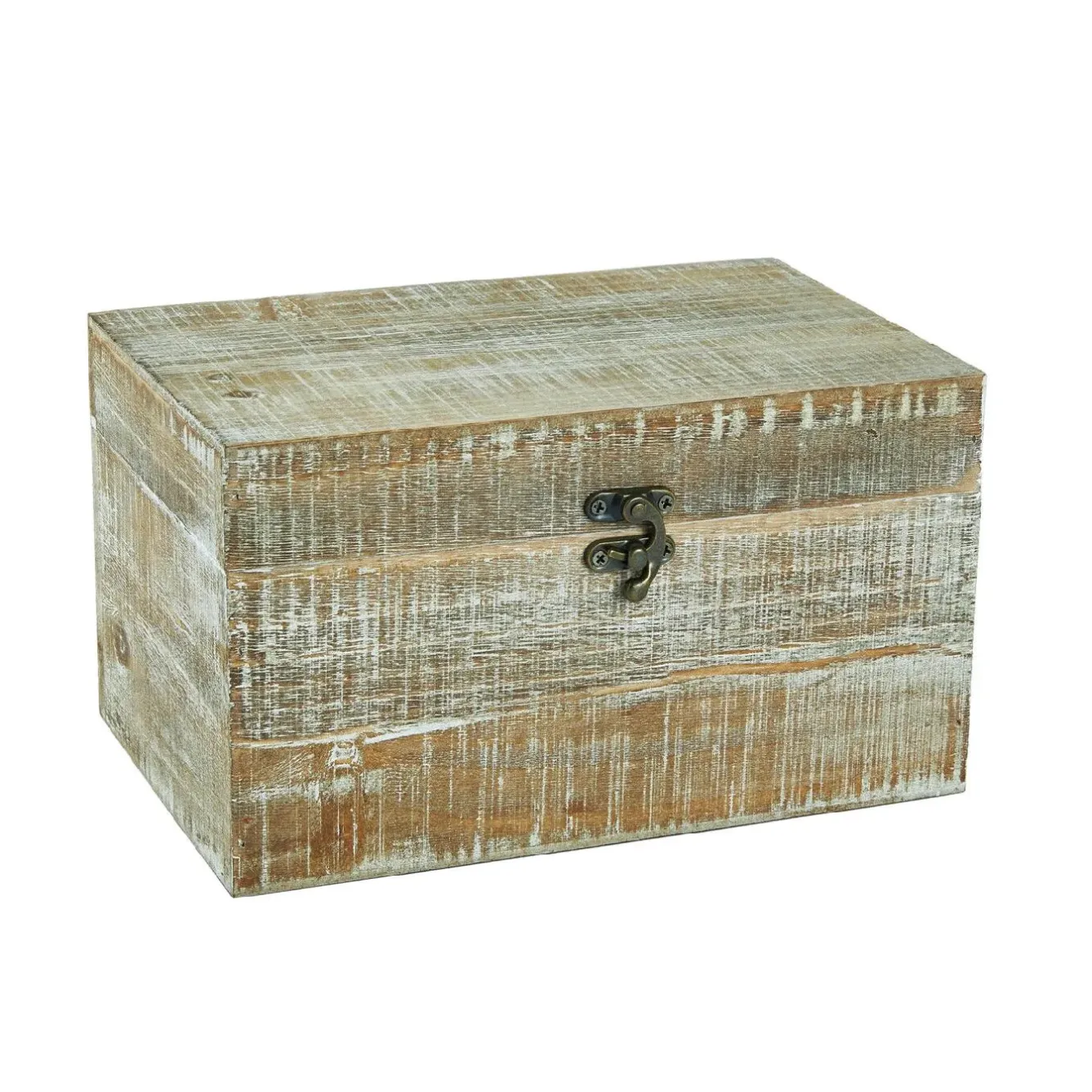 Clearance NANU-NANA Holztruhe Natur, Weiß-gewischt, 23 X 15 X 13 Cm