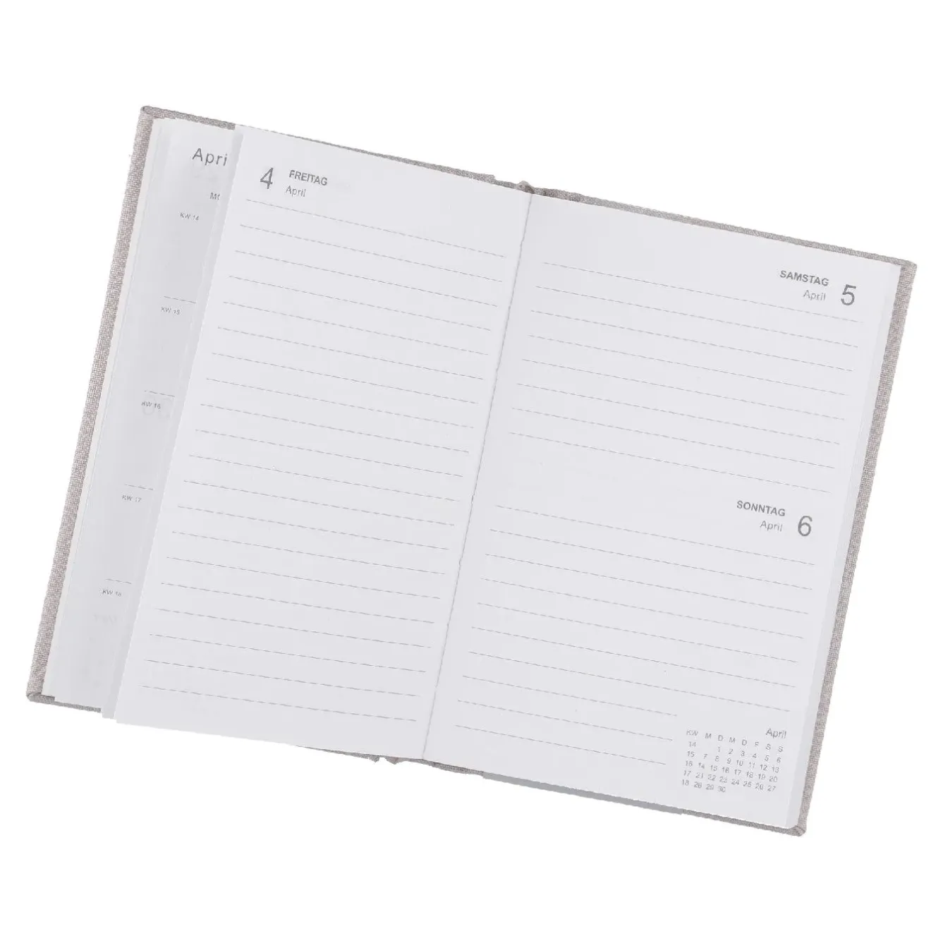 Online NANU-NANA Kalender Textil, A6, Hellgrau