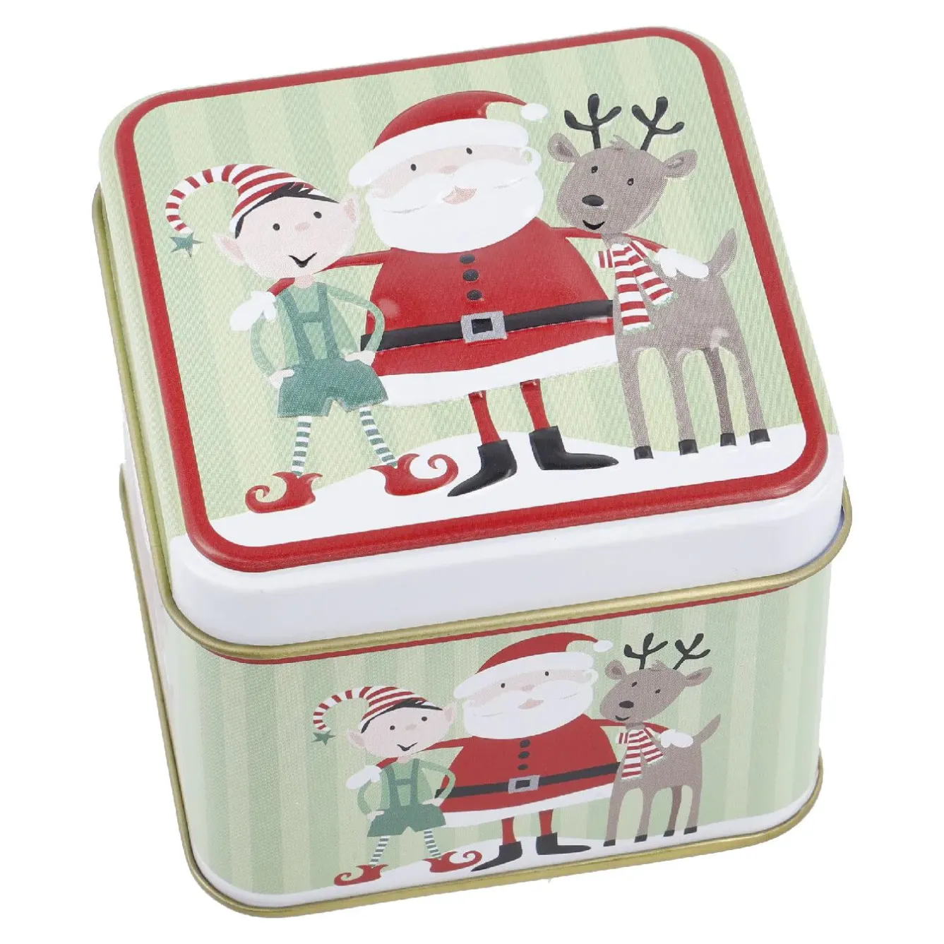 Clearance NANU-NANA Keksdose Mini, Weihnachtsmann/grün, 8 X 8 X 6 Cm