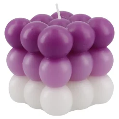 Hot NANU-NANA Kerze Bubbles, Eckig, Lila/flieder/weiß, 8 X 8 X 8 Cm