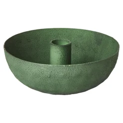 Clearance NANU-NANA Kerzenständer Stabkerze Mit Schale, Dunkelgrün/matt, 14 Cm