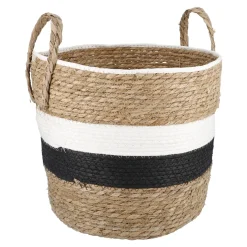 Discount NANU-NANA Korb Wasserhyazinthe, Schwarz/weiß/natur, 34 X 33 Cm