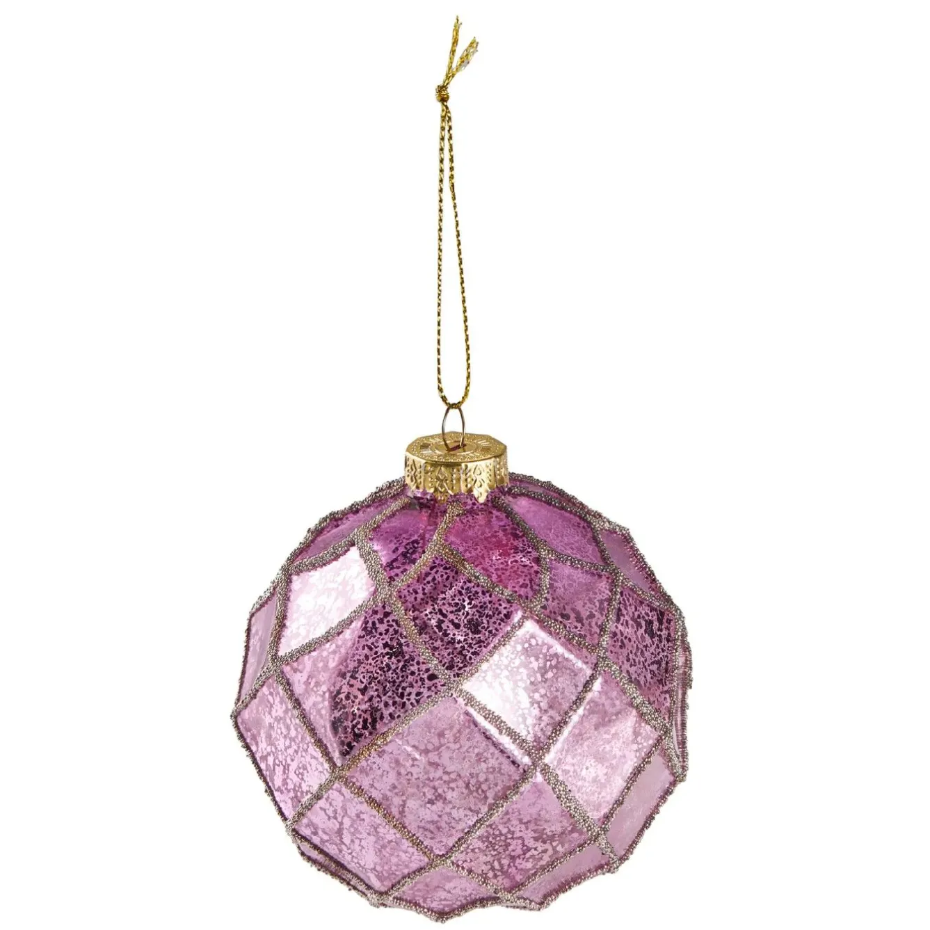 Online NANU-NANA Kugel Relief, Quadrate/lila/gold, 10 Cm