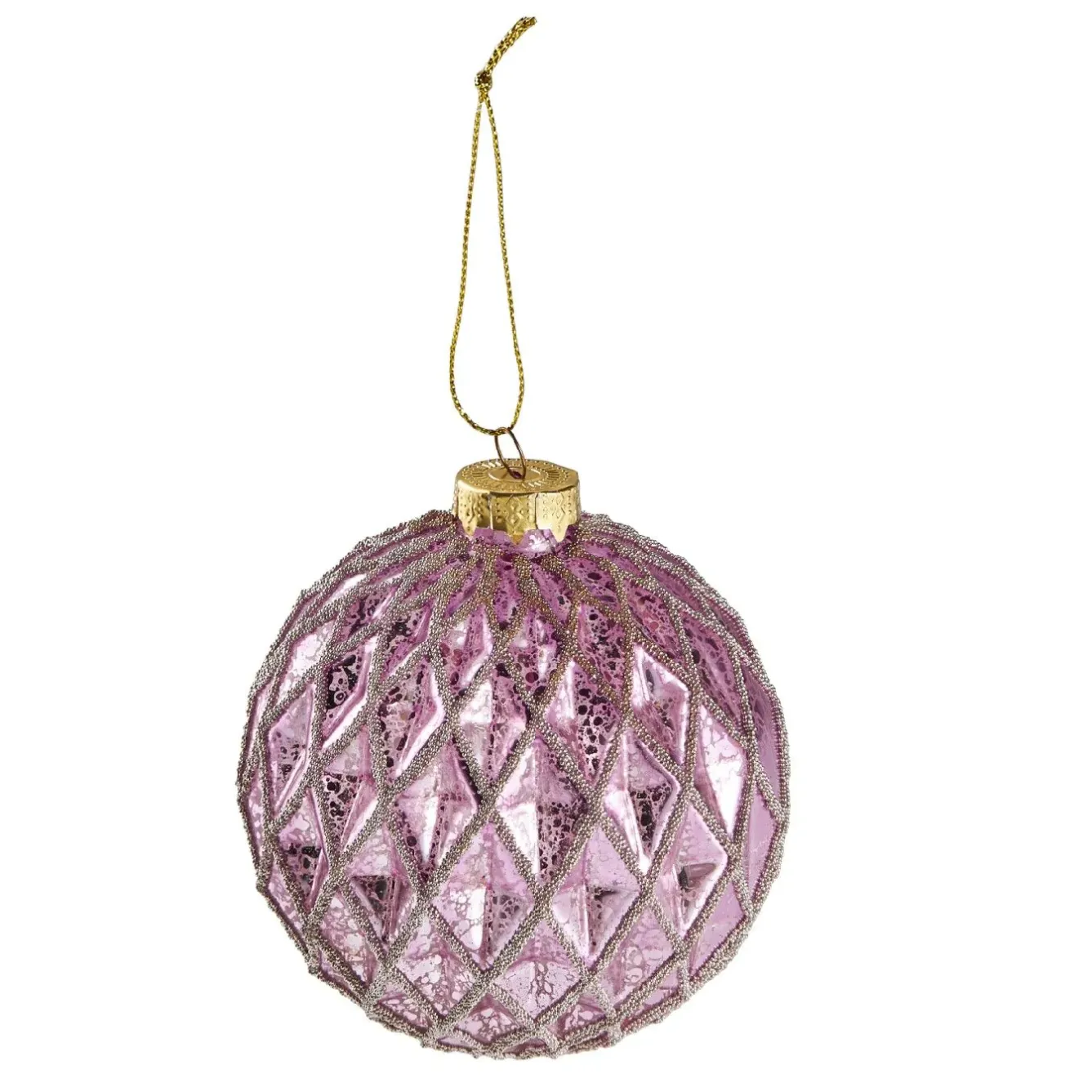 Best NANU-NANA Kugel Relief, Rauten/lila/gold, 10 Cm