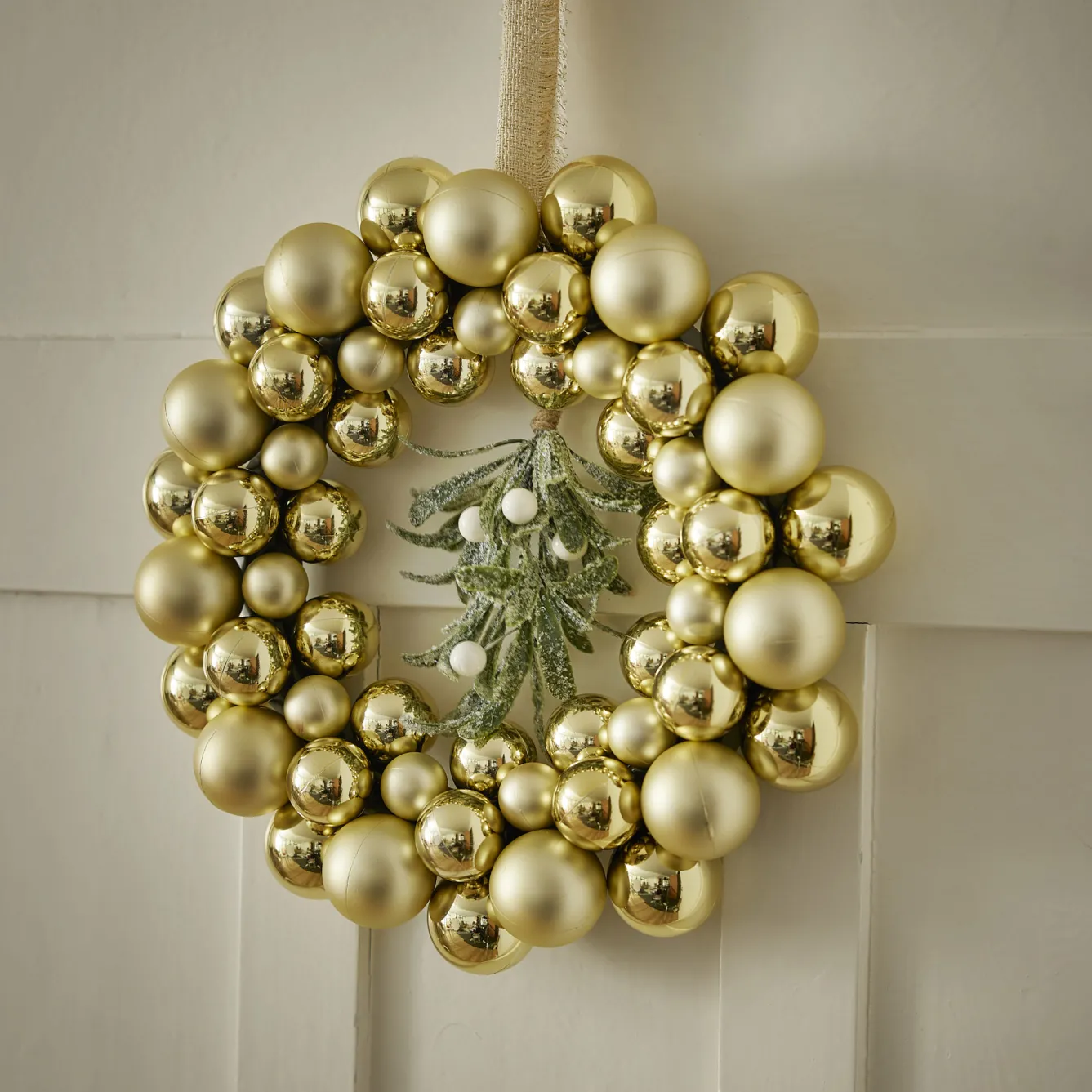 Fashion NANU-NANA Kugelkranz Kunststoff, Champagner, 34 Cm
