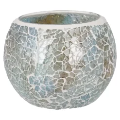 New NANU-NANA Kugel-Windlicht Mosaik, Hellblau/silber, 10 X 8 Cm