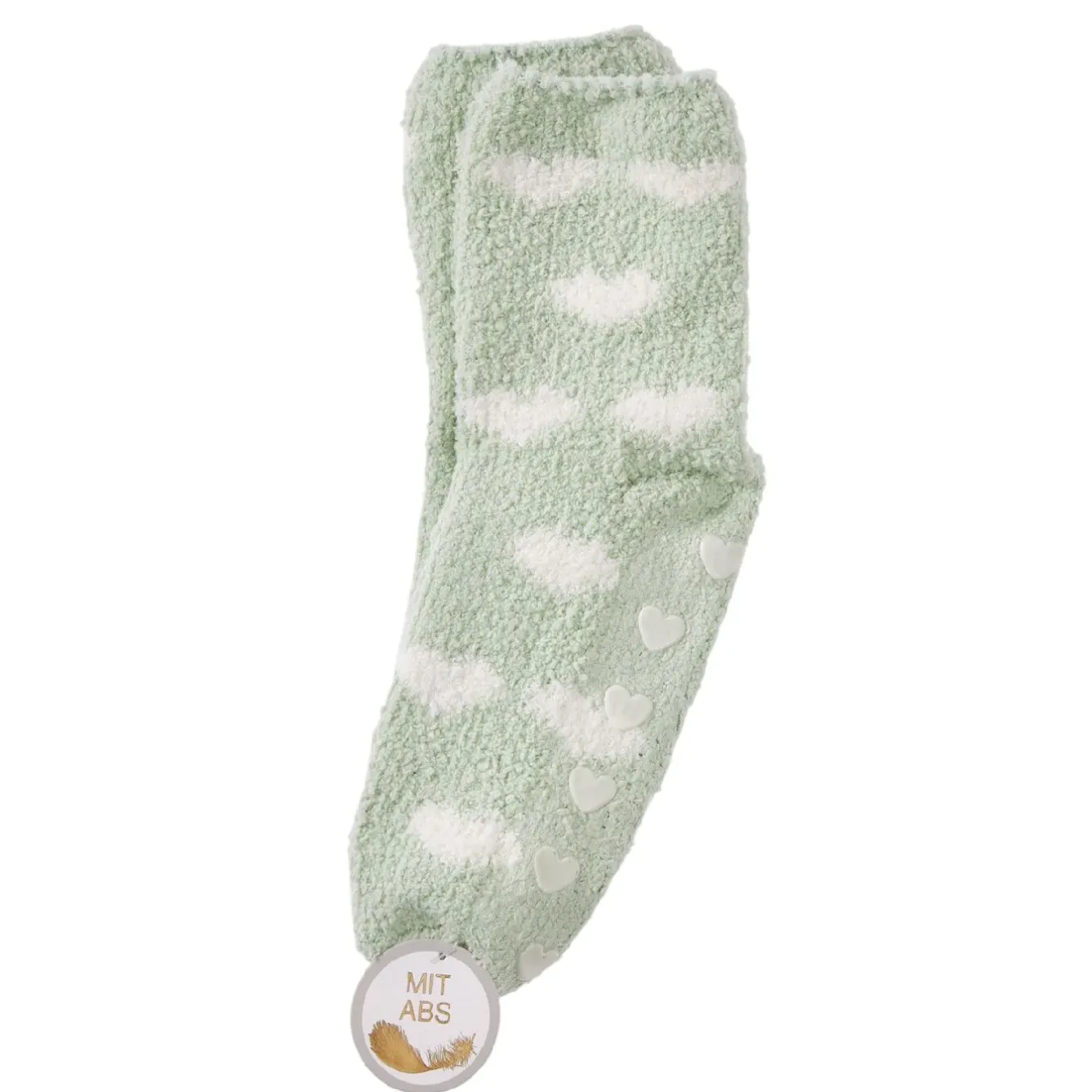 Best NANU-NANA Kuschelsocken Anti-Rutsch, Herzen/grün