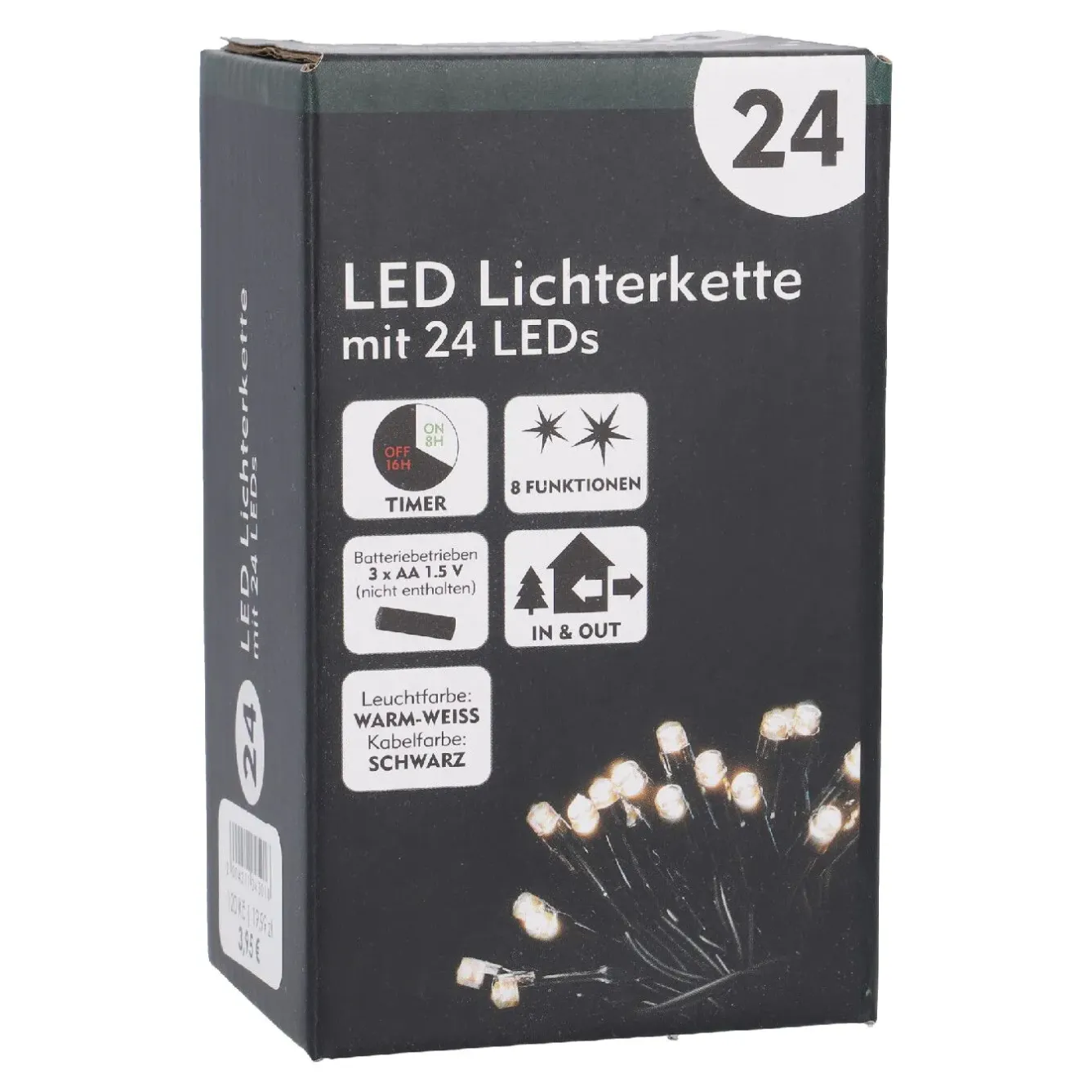 Discount NANU-NANA LED-Lichterkette, 8 Funktionen, Warm-weiß, 24 LED