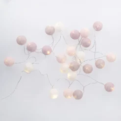 Discount NANU-NANA LED-Lichterkette Textilball, Pink/weiß/lila, 24er