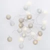 Discount NANU-NANA LED-Lichterkette Textilball, Hellblau/weiß/hellgrau, 24er