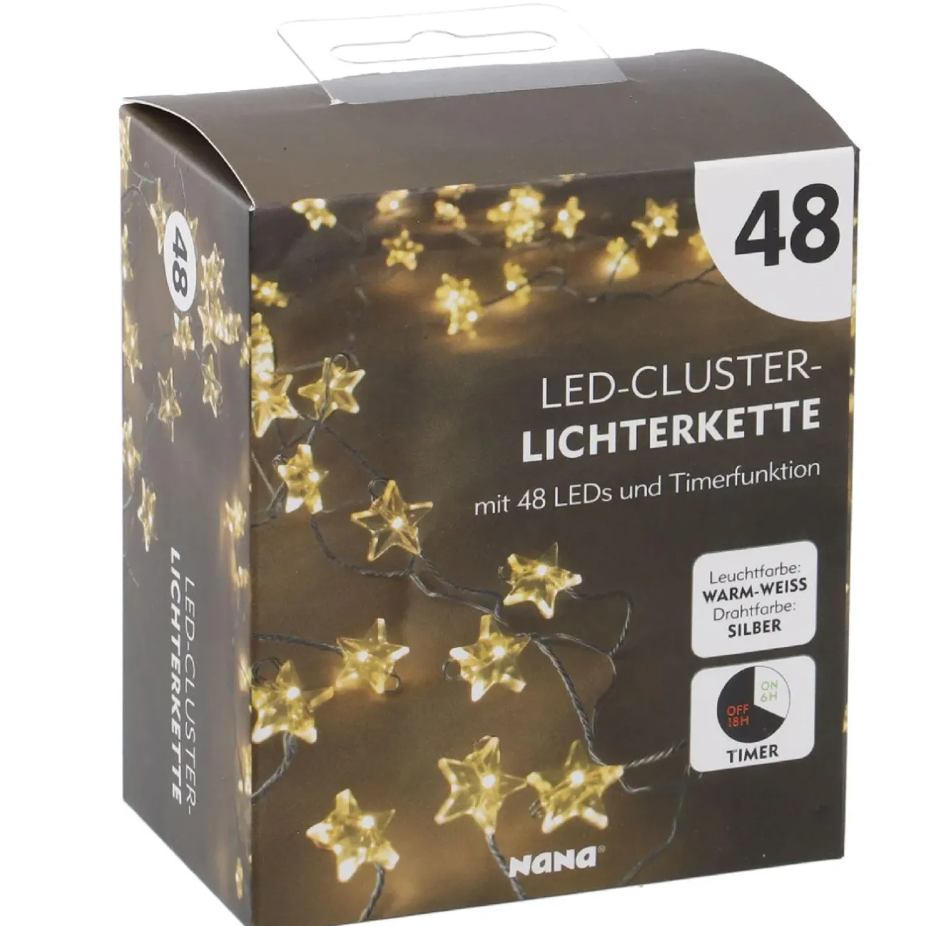 Discount NANU-NANA Lichterkette Stern/Cluster, Silber, 48 LED