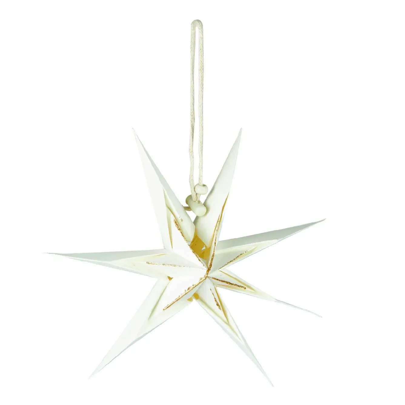 Clearance NANU-NANA Papierstern , 3D, Weiß/gold, 18 Cm