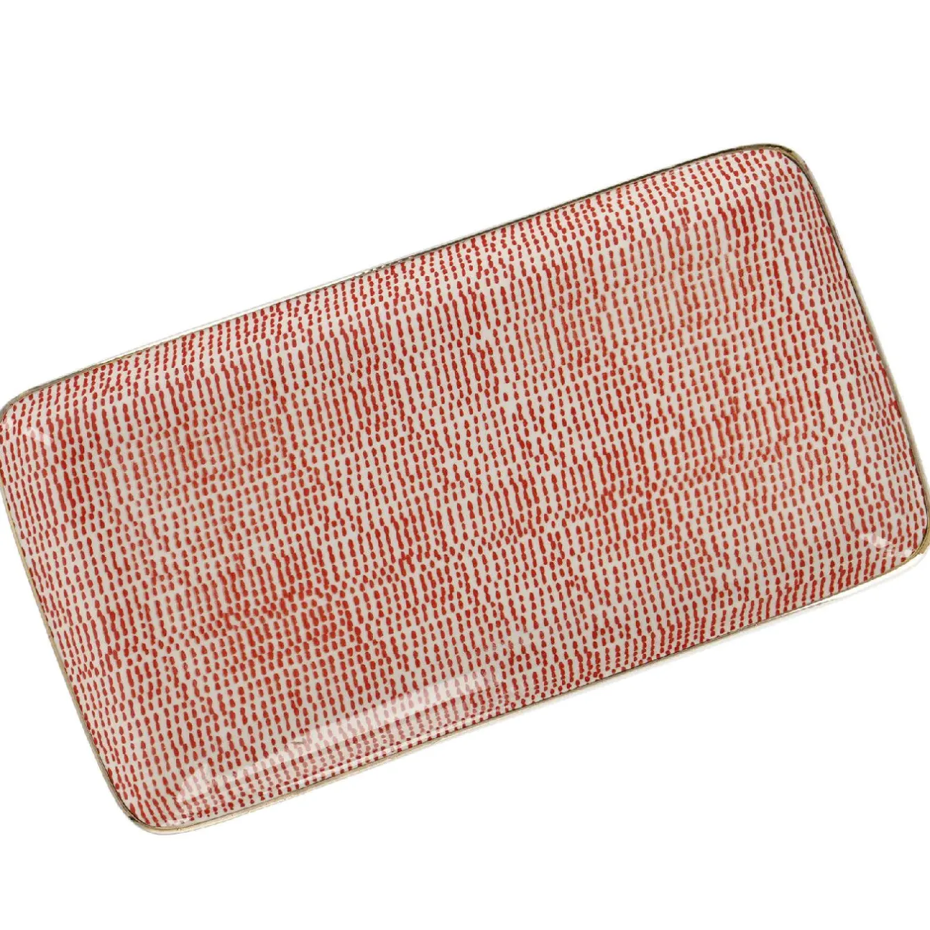 Best NANU-NANA Platte China, Goldrand, Rot/weiß, Striche, 23 Cm