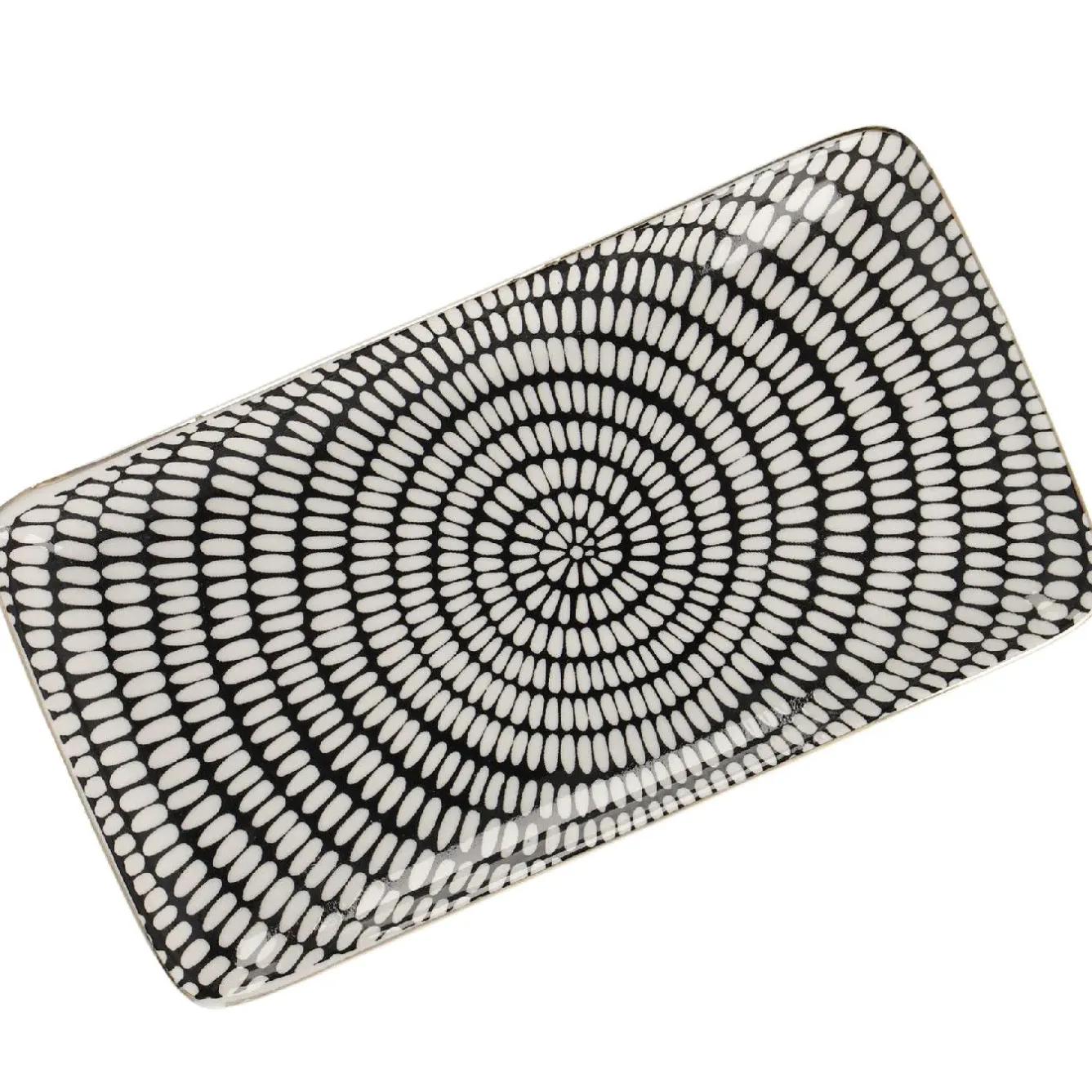 Sale NANU-NANA Platte China, Goldrand, Schwarz/weiß, Stäbchen/Kreis, 23 Cm