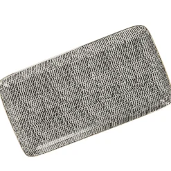Outlet NANU-NANA Platte China, Goldrand, Schwarz/weiß, Striche, 23 Cm