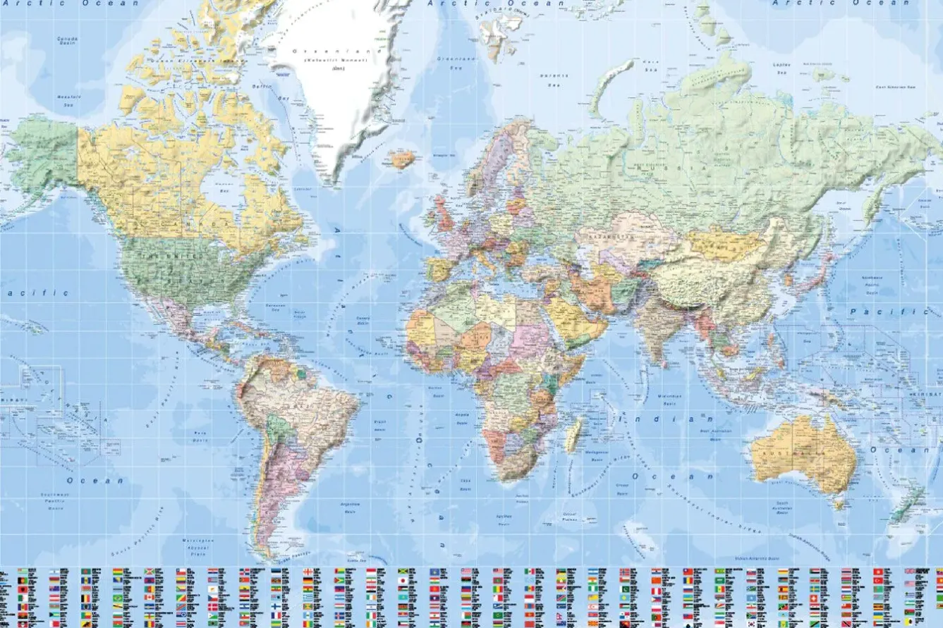 Discount NANU-NANA Poster World Map - Flags, Nr. 154