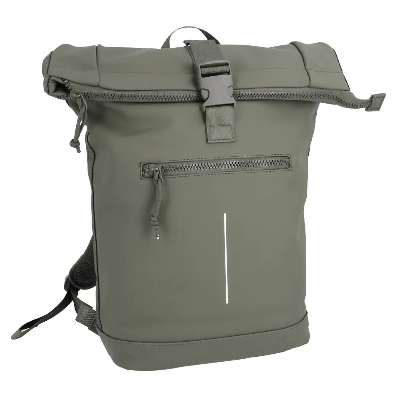 New NANU-NANA Rucksack Rolltop Mit Reflektor, Oliv, 16 Liter