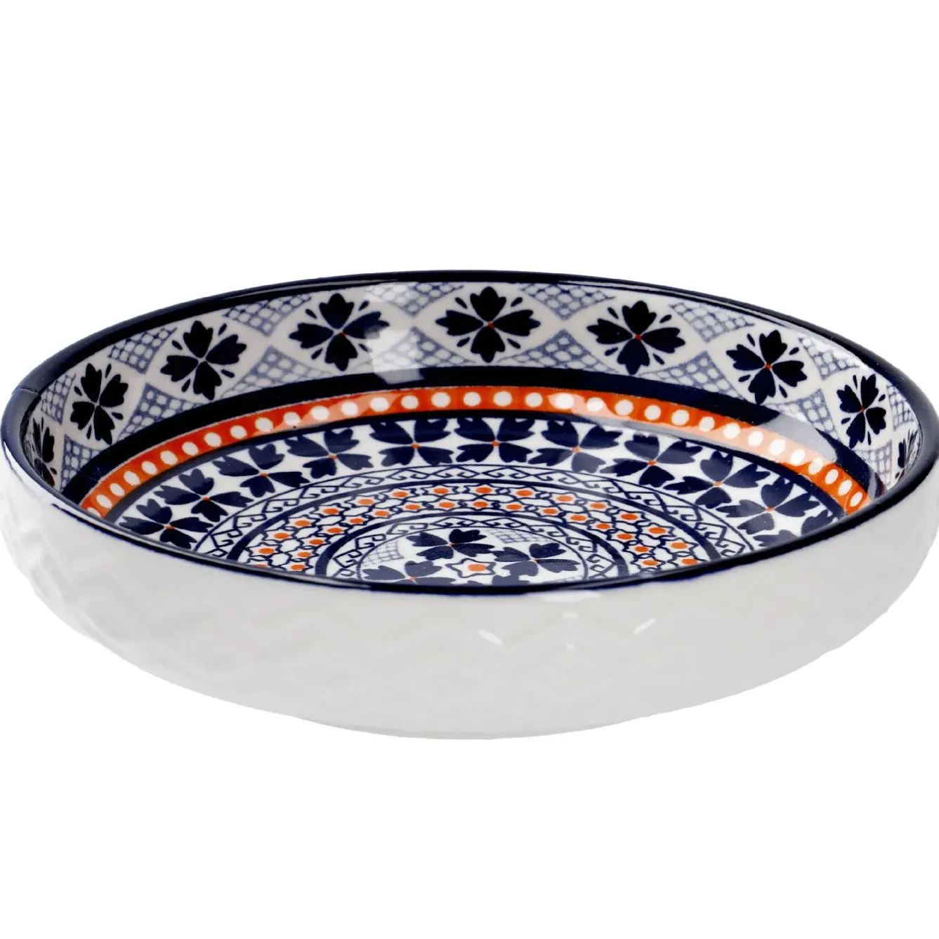 Fashion NANU-NANA Schale China, Flach, Blau/orange, 15 Cm