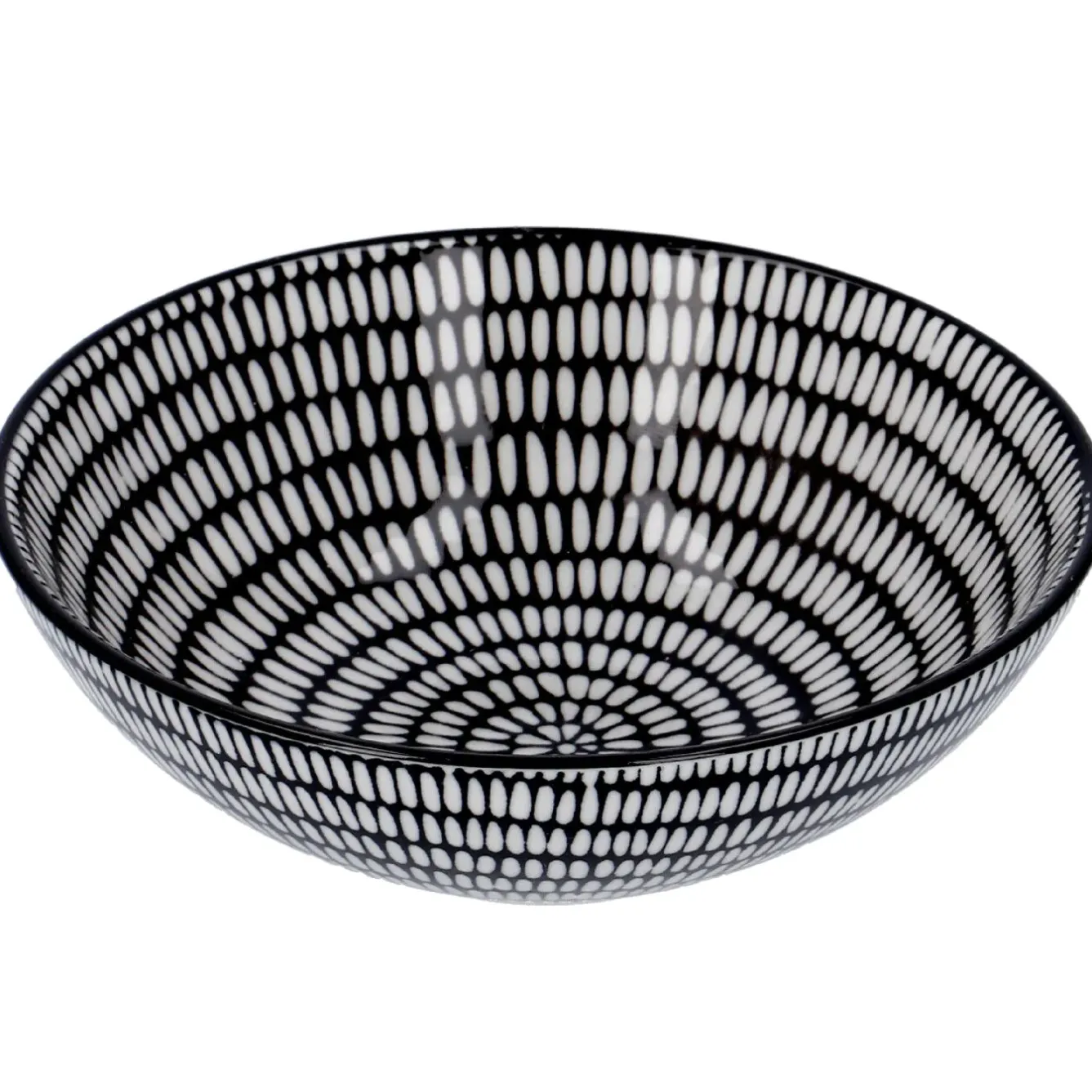 Clearance NANU-NANA Schale China, Tief, Stäbchen/Kreis, Schw/wss, 13 Cm