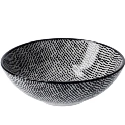 Outlet NANU-NANA Schale China, Tief, Striche, Schw/wss, 13 Cm