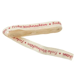 Sale NANU-NANA Schleifenband Frohe Weihnachten, Creme/rot, 3 M