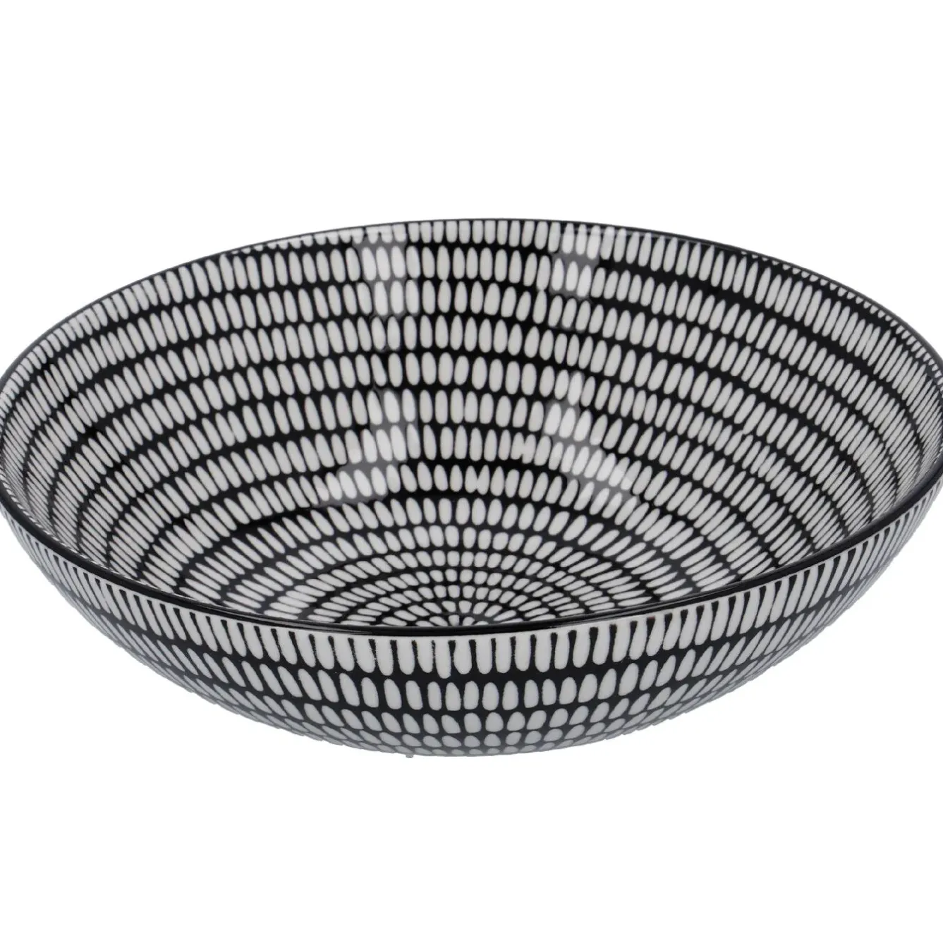 Fashion NANU-NANA Schüssel China, Flach, Stäbchen/Kreis, Schw/wss, 23 Cm