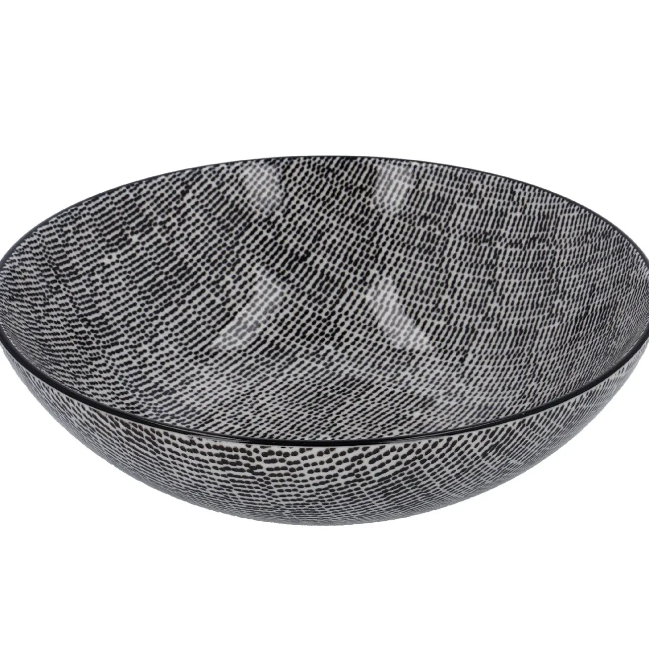 New NANU-NANA Schüssel China, Flach, Striche, Schw/wss, 23 Cm