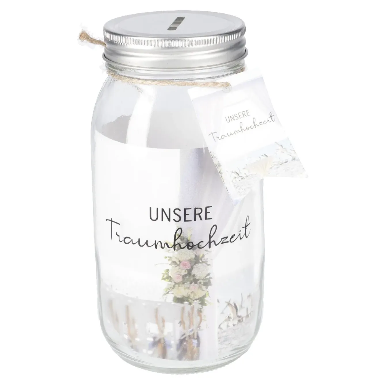 Fashion NANU-NANA Spardose Botschaft, Traumhochzeit, 8.5 X 17 Cm