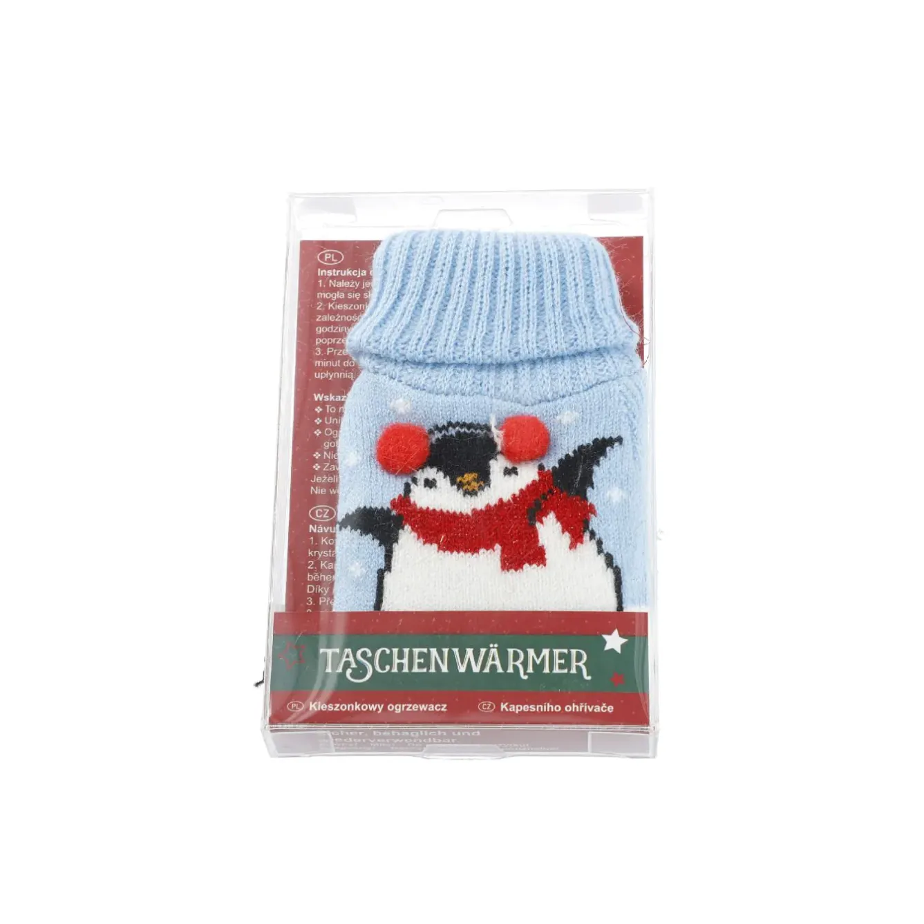 Clearance NANU-NANA Strick-Taschenwärmer Pinguin/blau, 13 Cm
