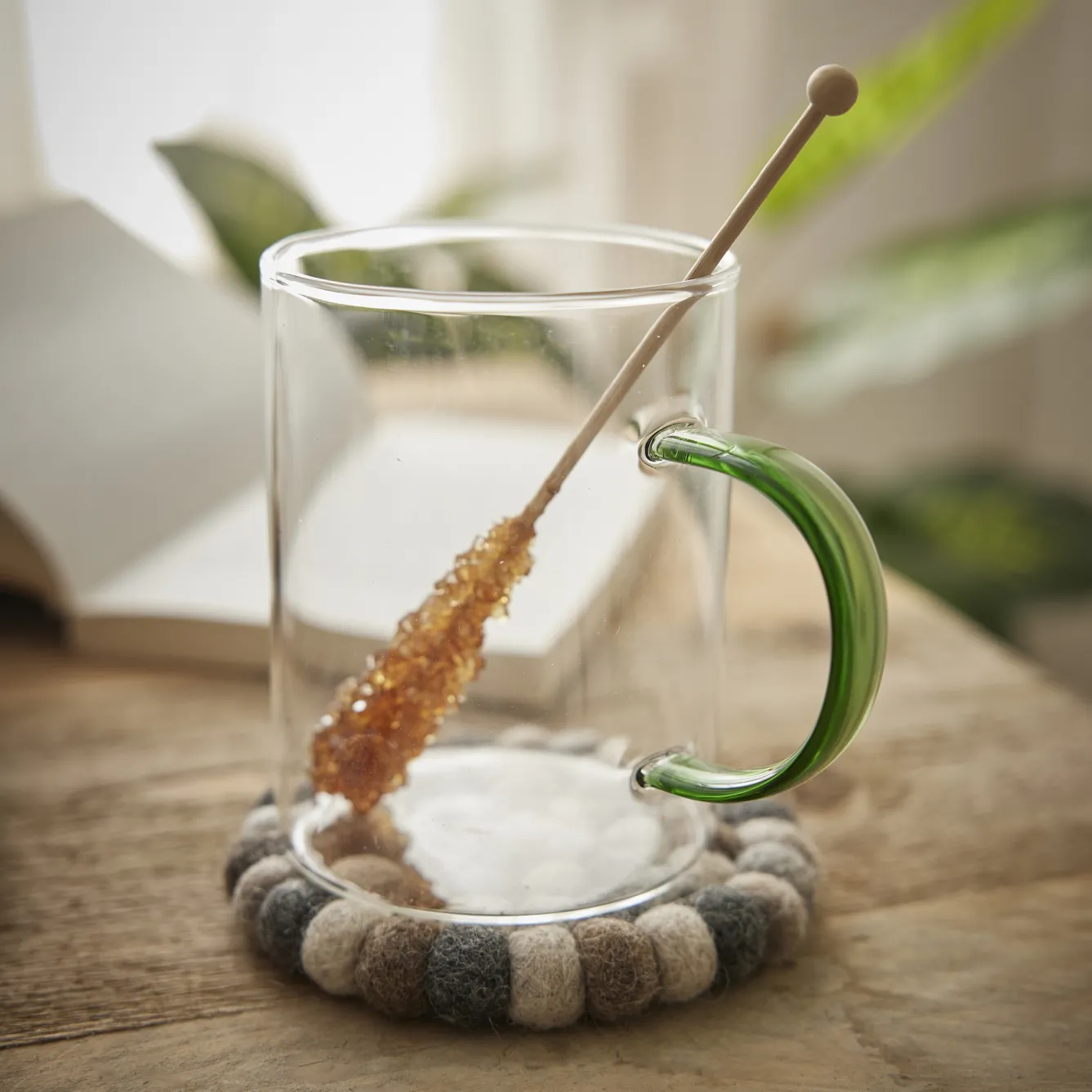 Hot NANU-NANA Teeglas Boro, Farbhenkel/grün, 400 Ml