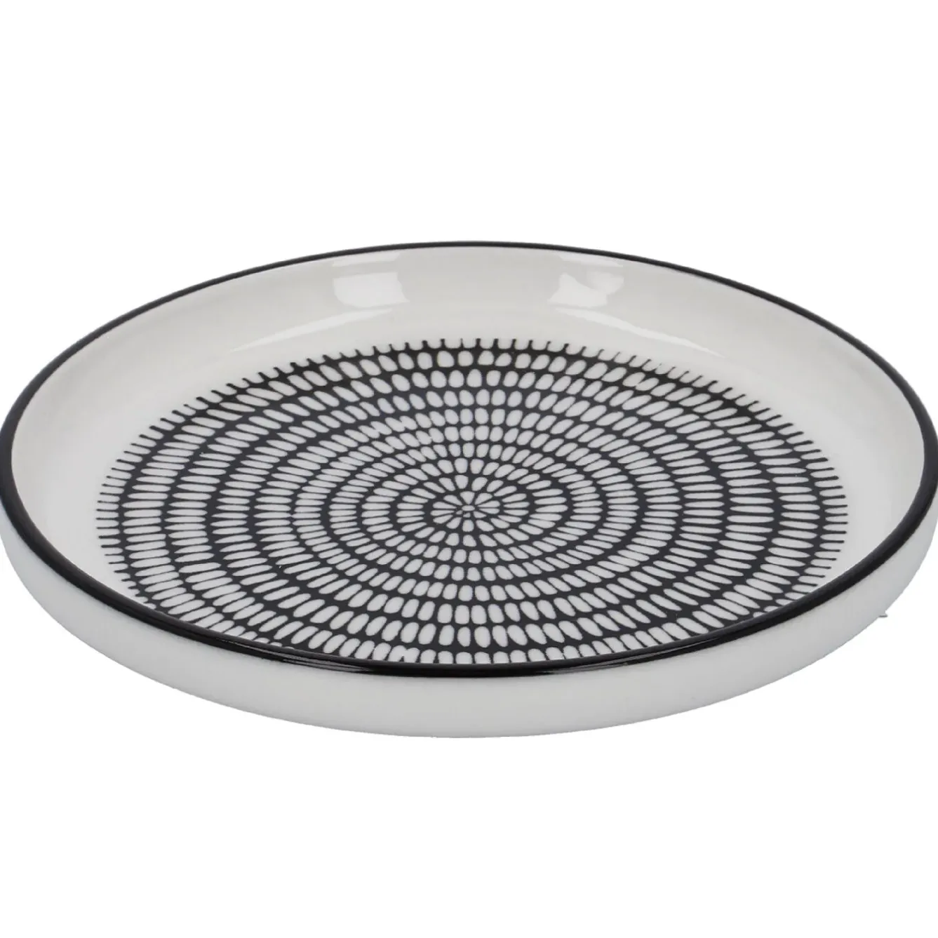 Clearance NANU-NANA Teller China, Stäbchen/Kreis, Schw/wss, 16.5 Cm