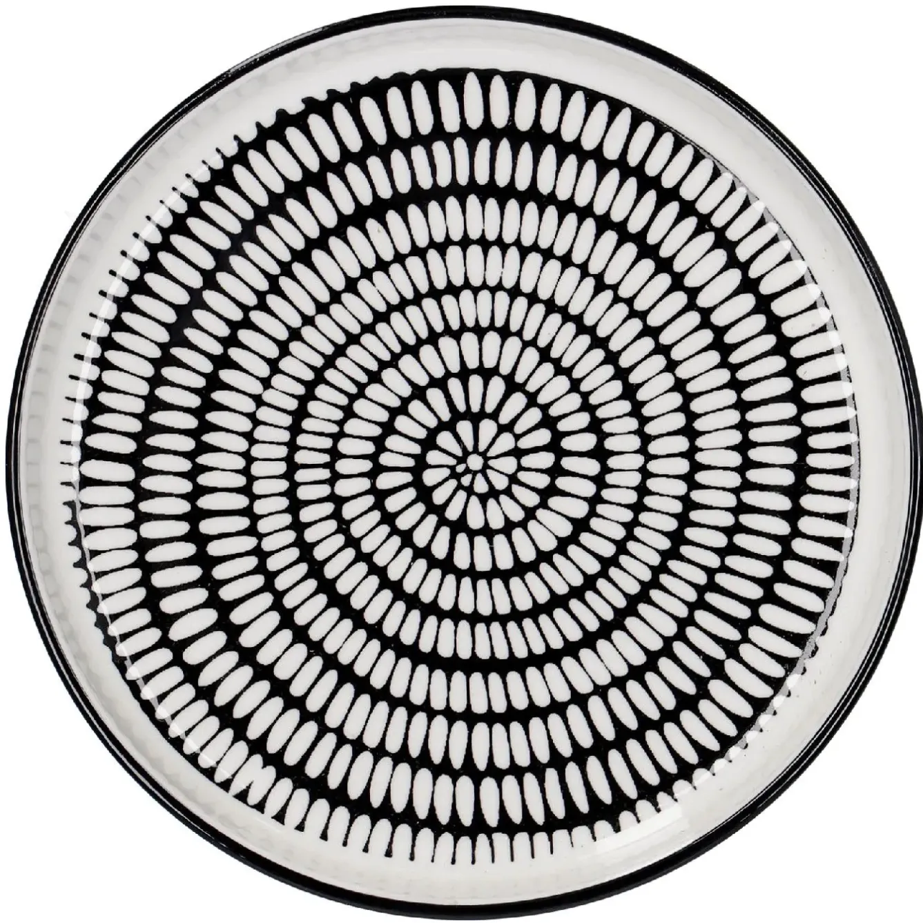Clearance NANU-NANA Teller China, Stäbchen/Kreis, Schw/wss, 16.5 Cm