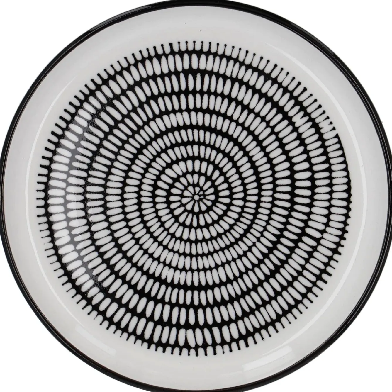 Clearance NANU-NANA Teller China, Stäbchen/Kreis, Schw/wss, 16.5 Cm