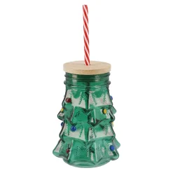 New NANU-NANA Trinkglas Mit Strohhalm, Tanne/grün, 500 Ml