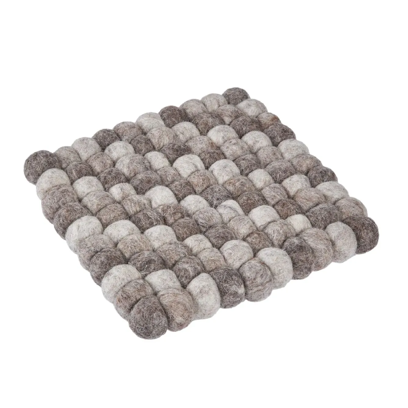 Hot NANU-NANA Untersetzer Filzkugeln,eckig, Taupe Mix, 18 Cm