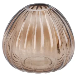 Fashion NANU-NANA Vase Rillen, Dunkelbraun/bauchig, Höhe 7.5 Cm