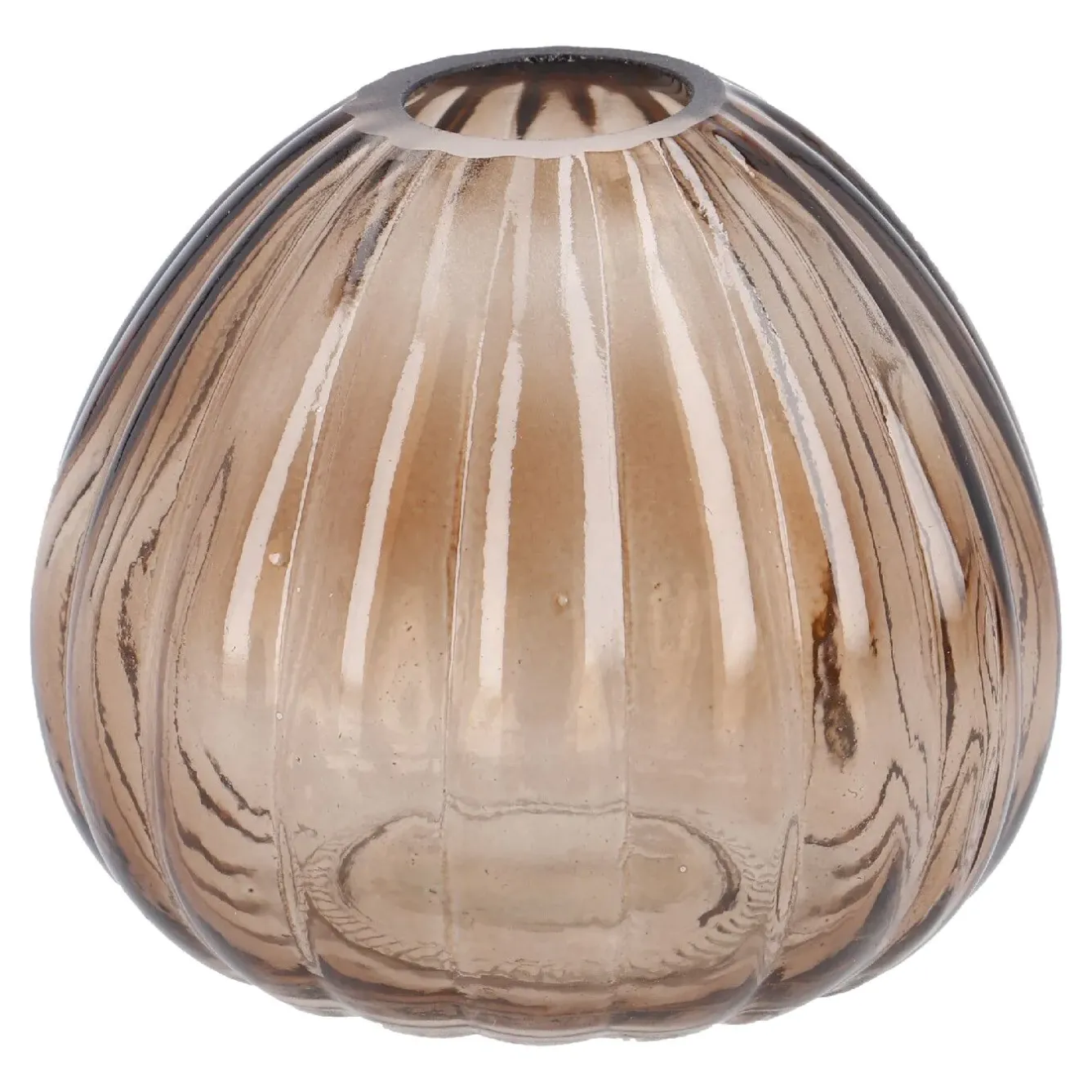 Fashion NANU-NANA Vase Rillen, Dunkelbraun/bauchig, Höhe 7.5 Cm