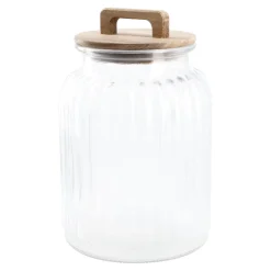 Outlet NANU-NANA Vorratsglas Rille Mit Holzdeckel, 2.2 Liter