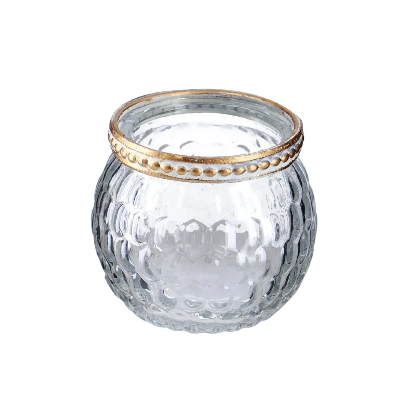 Clearance NANU-NANA Windlicht Saira, Metallrand, Klar/Wabe, 5 Cm