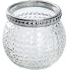 Outlet NANU-NANA Windlicht Saira, Metallrand/silber, Klar/Karo, 5 Cm