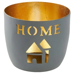 Outlet NANU-NANA Windlicht Spruch, Home/grau, 10 X 8.5 Cm