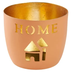 Clearance NANU-NANA Windlicht Spruch, Home/orange, 10 X 8.5 Cm