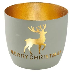 Hot NANU-NANA Windlicht Spruch/Xmas, Hirsch/hellgrau, 10 X 8.5 Cm